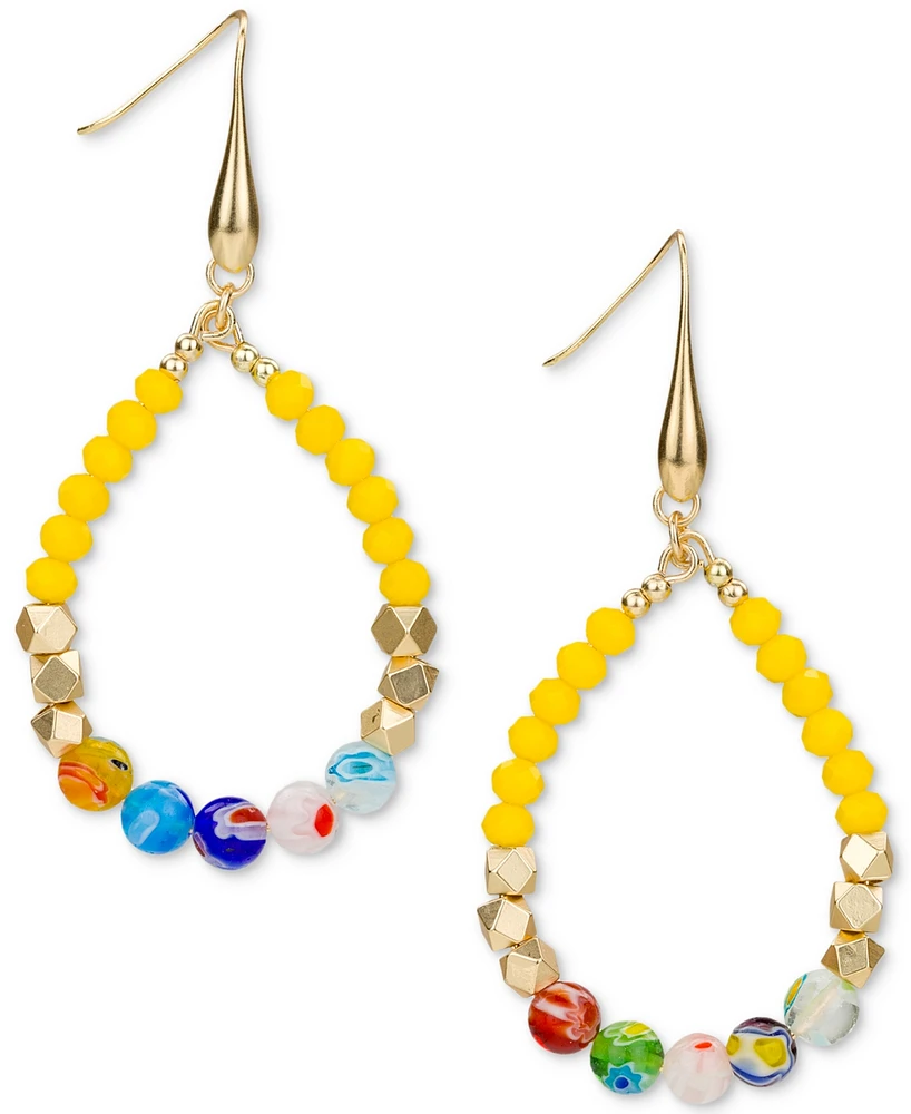 Patricia Nash Gold-Tone Mixed Bead Tear-Shape Drop Earrings