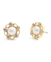 Coach Faux Stone Signature Heritage Cultivated Pearl Stud Earrings
