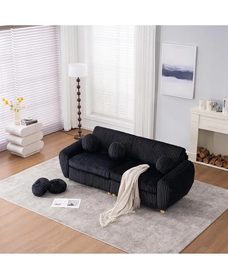 84" Black Corduroy Sofa Couch