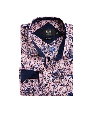 Elie Balleh Big Boys Pink Slim Fit Printed Shirt for