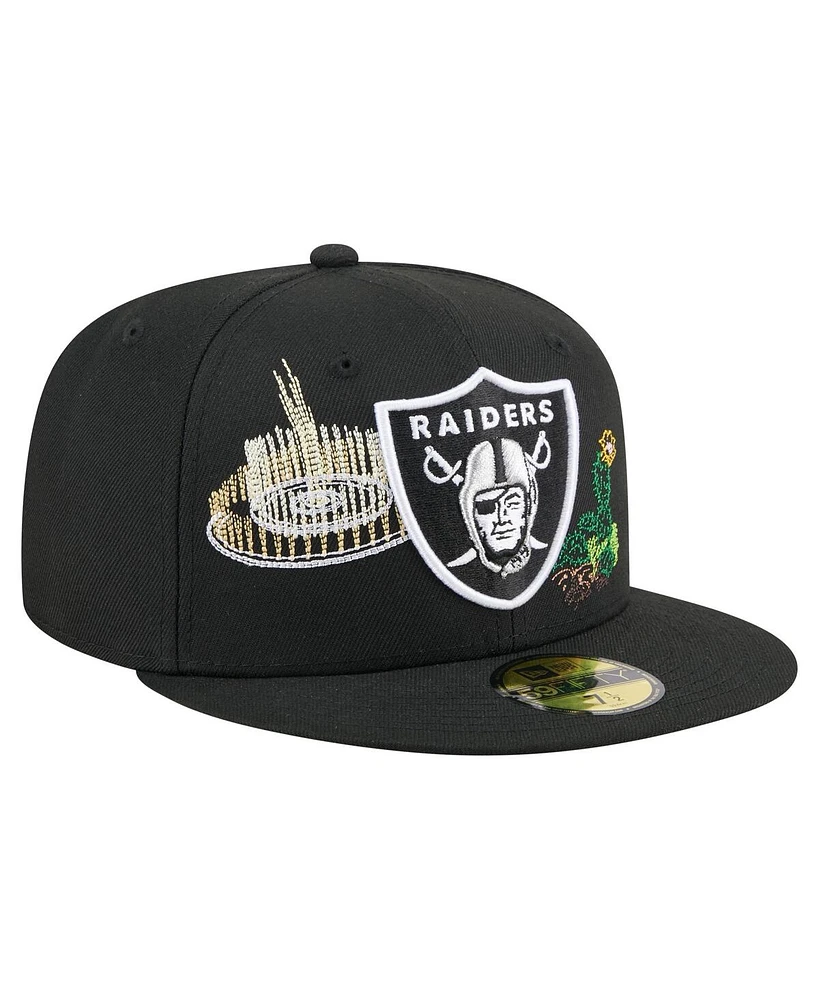 New Era Men's Black Las Vegas Raiders State Stitch 59FIFTY Fitted Hat
