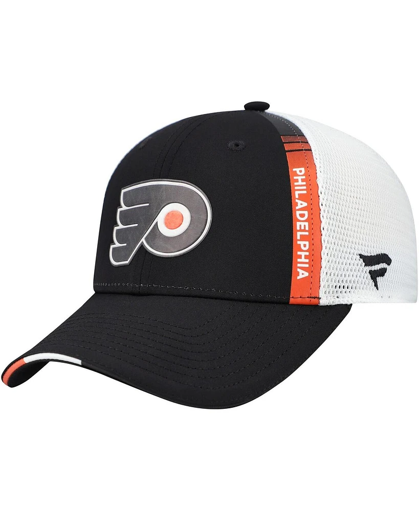 Fanatics Men's Black Philadelphia Flyers Authentic Pro Draft Adjustable Trucker Hat