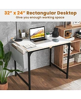 32 Inch Computer Desk Small Home Office Desk with Charging Station