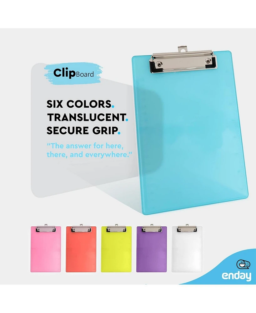 Plastic Clipboard Memo Yellow, Mini Translucent Low Profile Clip Board, Hangable Small Clipboard, 9” x 6”, Holds 100 Sheets, 1 Pc