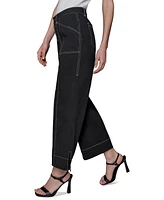 Karl Lagerfeld Paris Women's Stitch-Trimmed Cropped Pants