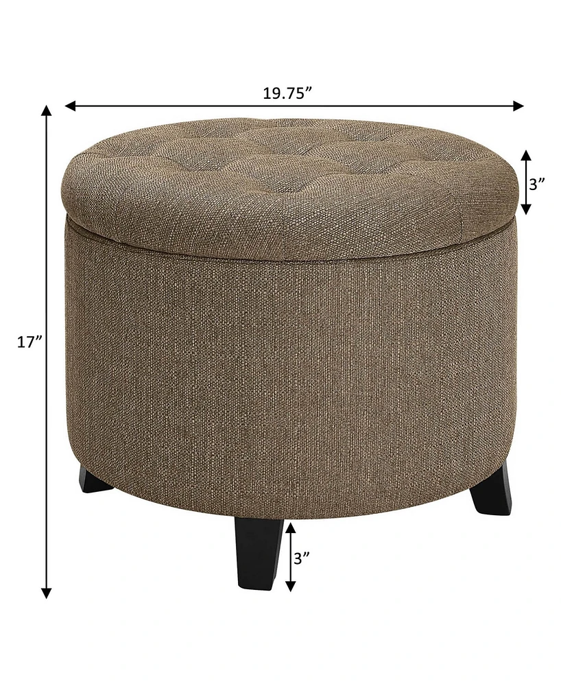 Convenience Concepts 19.75" Designs4Comfort Round Storage Ottoman