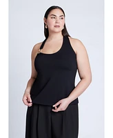 Eloquii Women's Asym Halter With Hardware Detail
