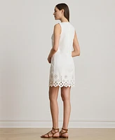 Lauren Ralph Lauren Women's Eyelet Denim Sleeveless Shift Dress