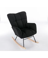 Teddy Fabric Rocking Gilder Nursery Chair For Living Room Indoor,Black