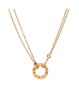 Pre-Owned Cartier 2 Diamonds Love Pendant Necklace 18K Rose Gold with Pink Sapphire and Diamond