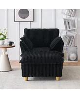 Corduroy Sofa with Ottoman & Pillows