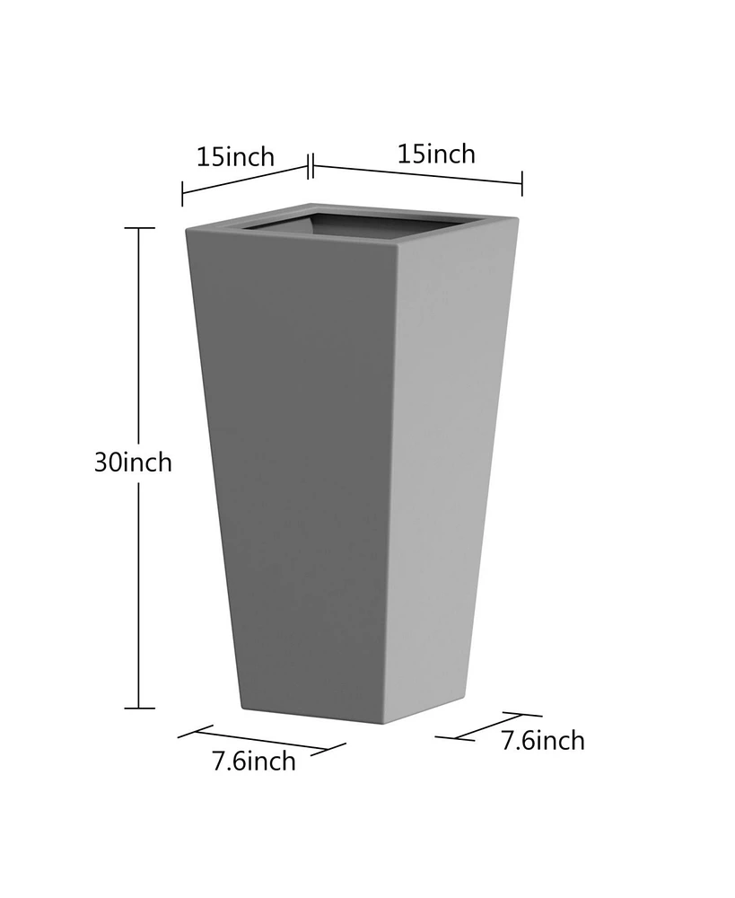 Metal Tapered Planter - 30" Tall, Burnished Grey
