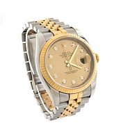 Pre-Owned Rolex Oyster Perpetual Datejust Automatic Watch in Stainless Steel and Gold with Diamond Markers 36mm