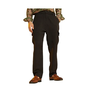 Campus Sutra Men's Midnight Black Straight-Fit Cargo Trousers