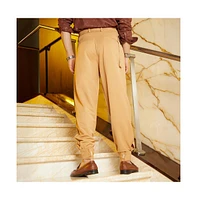 Campus Sutra Men's Khaki Beige Panelled Gurkha Trousers