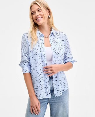 On 34th Women's Printed Silky Button-Front Shirt, Exclusively at Macy's