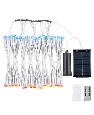 Yescom Patio Umbrella Solar String Light with Remote Control Timer Fit 8-Rib 8/9/10 Ft Outdoor 128 Rgb Led 8 Mode Camping Tents
