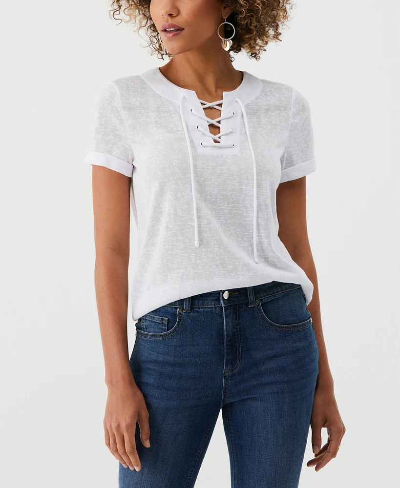 Ella Rafaella Petite Floral Print Ruffled Crew Neck Sleeveless Top