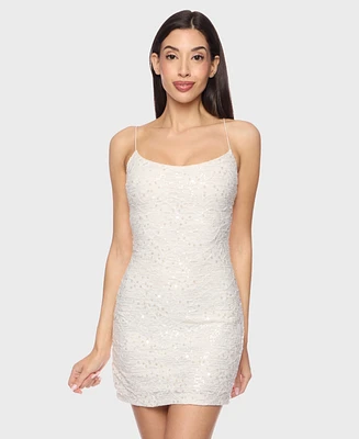 Juniors' Sequined Jacquard Bodycon Dress