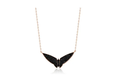 Suzy Levian Sterling Silver Cubic Zirconia Bat Wings Necklace
