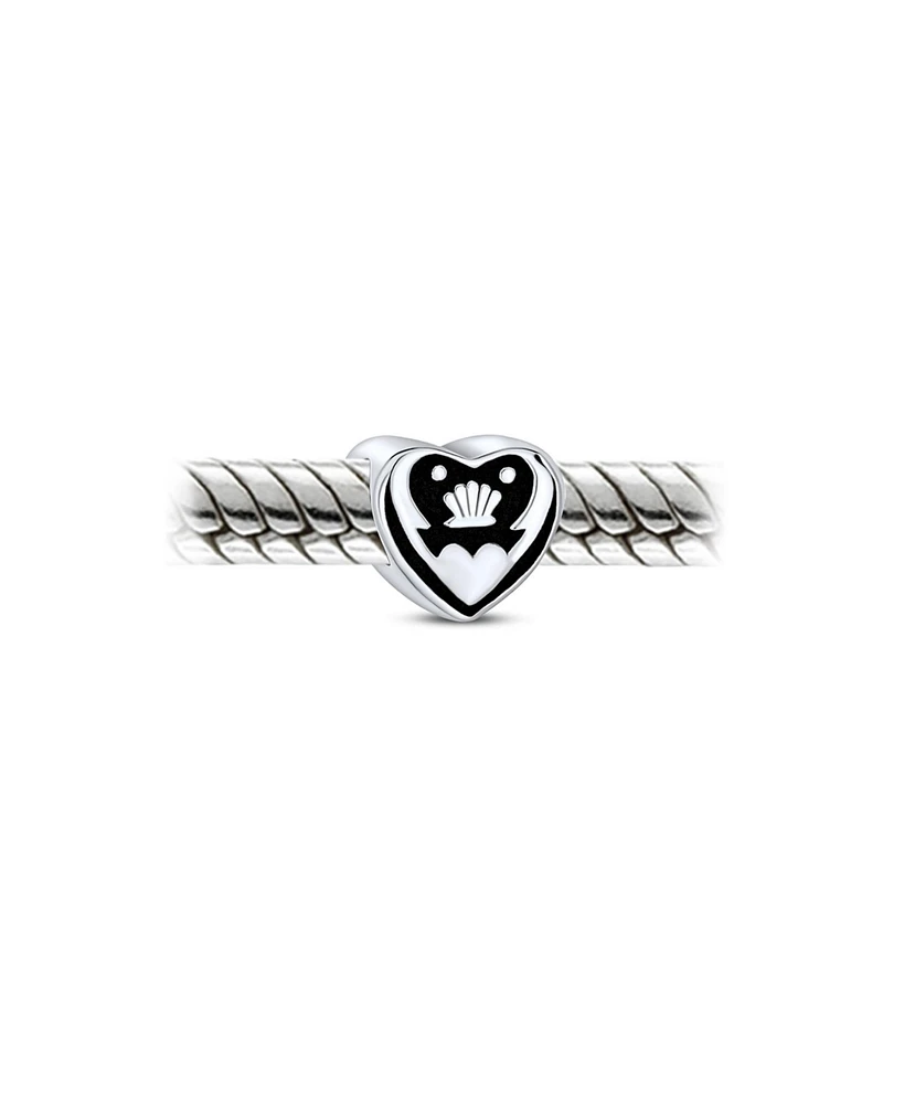 Bling Jewelry Celtic Knot Claddagh Heart Charm Bead in Sterling Silver for European Bracelets