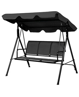 Gymax Outdoor Porch Swing Canopy Patio Swing Chair 3 Person Canopy Hammock