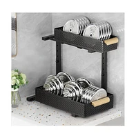 Under Sink Organizer, 2 Packs 2 Tier Under Sink Organizers and Storage, Slide Out Pull Out Cabinet Organizer Shelf, Metal Sliding Drawer for Kitchen B