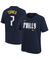 Nike Big Boys and Girls Trea Turner Navy Philadelphia Phillies Fuse City Connect Name Number T-Shirt