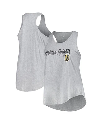 Fanatics Women's Heather Gray Vegas Golden Knights Plus Racerback Tank Top