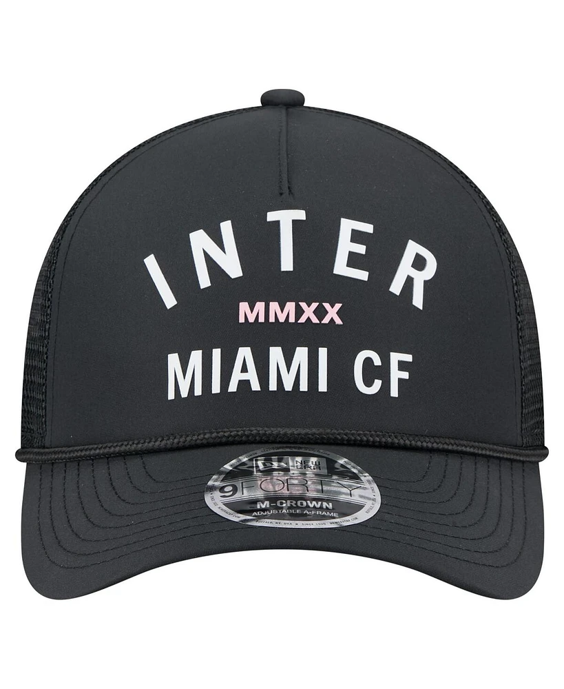 New Era Men's Black Inter Miami Cf Minimalist A-Frame 9FORTY Adjustable Hat