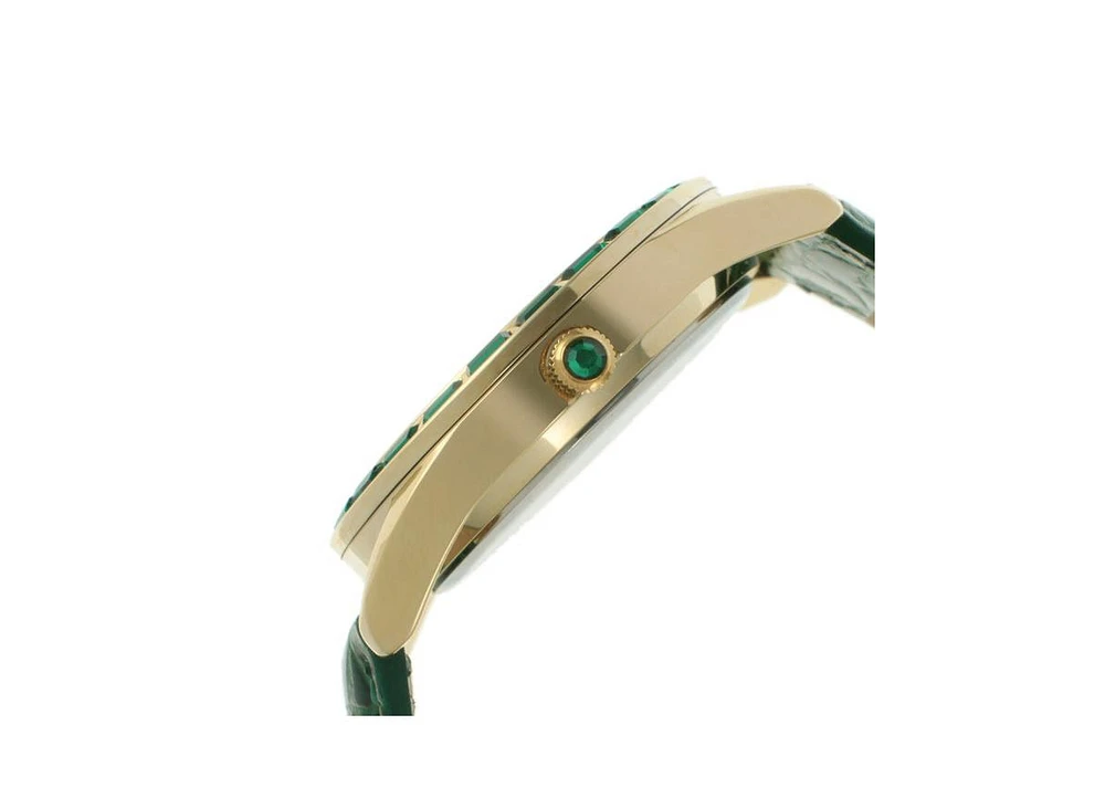 Peugeot Women's 40mm Green Boyfriend Watch with Baguette Crystals