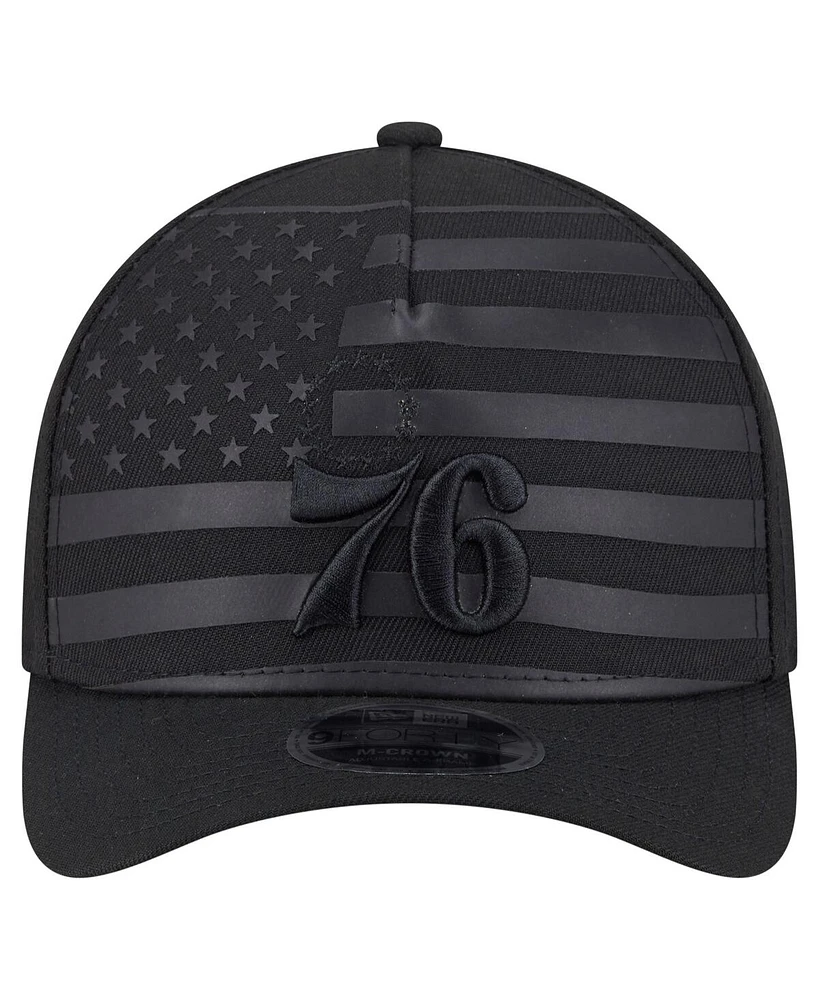New Era Men's Black Philadelphia 76ers Game Day Flag A-Frame 9FORTY Adjustable Hat