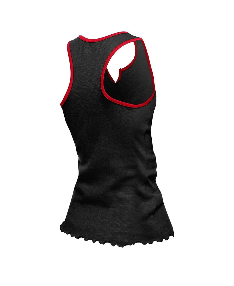 New Era Women's Black Kansas City Chiefs Lettuce Hem Notch Neck Tri-Blend Tank Top