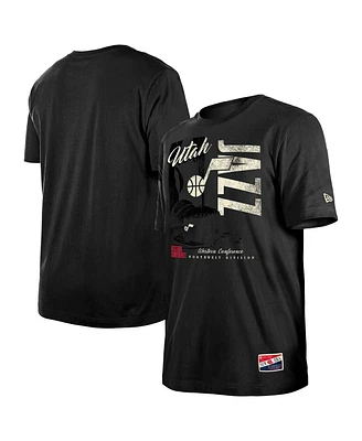 New Era Men's Black Utah Jazz Distressed Throwback Vintage Color Pack T-Shirt