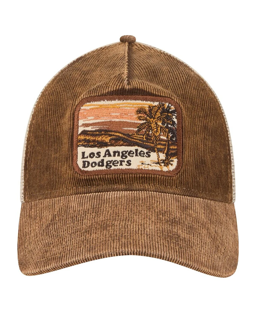 New Era Men's Dark Brown Los Angeles Dodgers Vintage Landscape 9TWENTY A-Frame Adjustable Trucker Hat