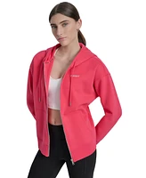 Dkny Sport Women's Studded Mini-Logo Full-Zip Fleece Hoodie