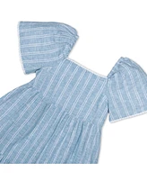 Hope & Henry Little Girls Flounce Sleeve Tiered Linen Dress