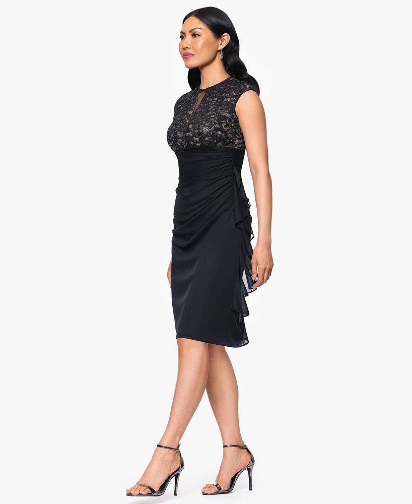 B&A By Betsy and Adam Women's Lace-Top Sheath Dress