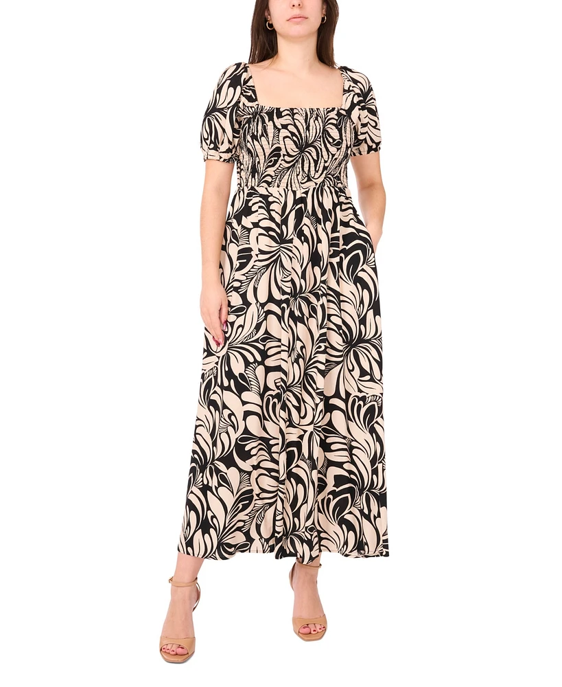 Msk Petite Square-Neck Short-Sleeve Maxi Dress