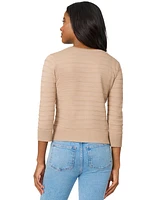 Melissa Paige Women's Ottoman-Rib 3/4-Sleeve Crewneck Cardigan