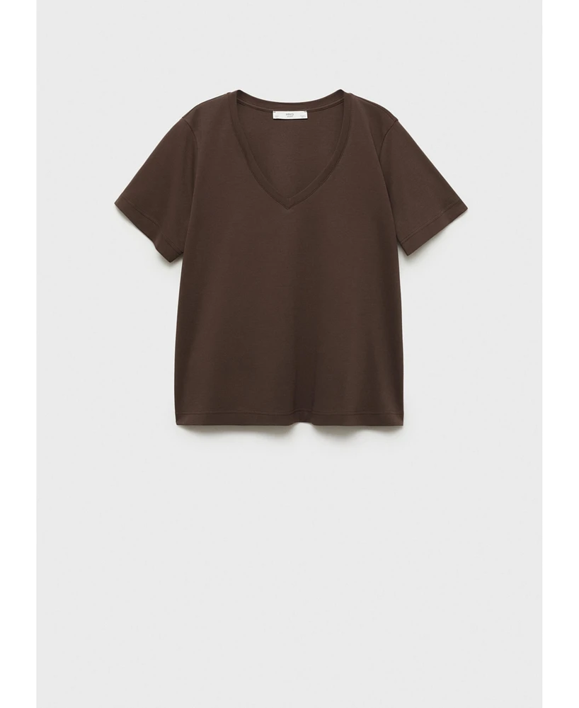 Mango Women's Plain V-Neck Cotton Pajama T-Shirt