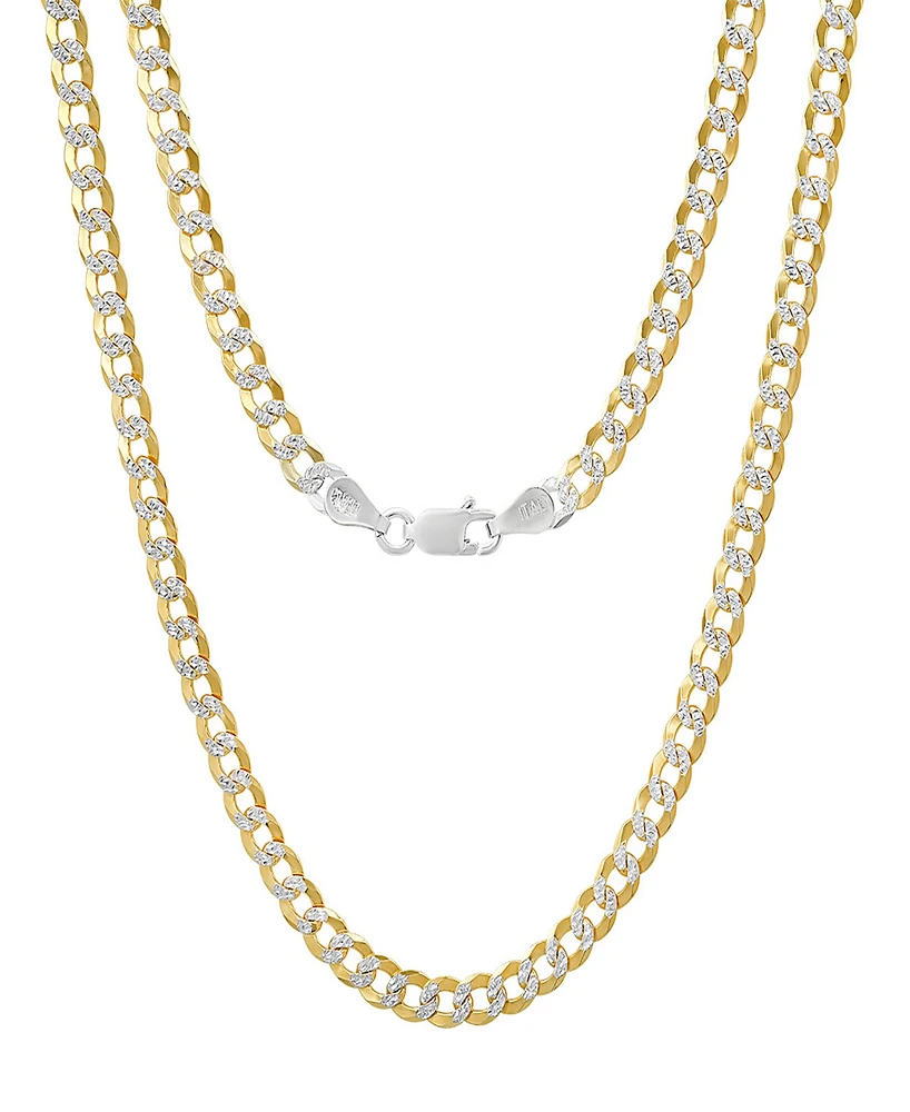 Steeltime Unisex Sterling Silver and 18K Gold Plated Diamond Cut Curb Link Necklace