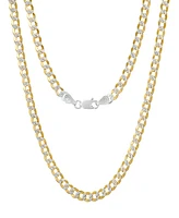 Steeltime Unisex Sterling Silver and 18K Gold Plated Diamond Cut Curb Link Necklace
