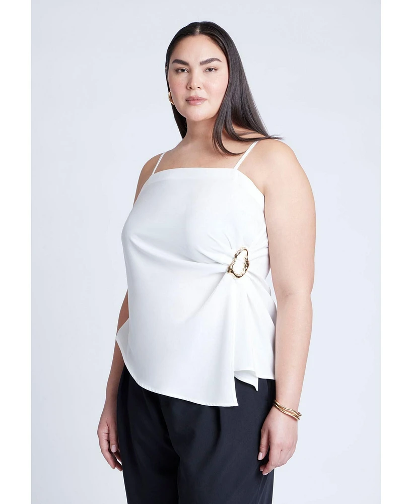 Eloquii Women's Asym Top With Hardware Detail