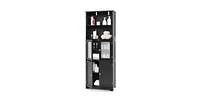 6-Tier Freestanding Bathroom Cabinet with 2 Open Compartments and Adjustable Shelves