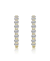 Clear Cubic Zirconia Encrusted Hoop Earrings