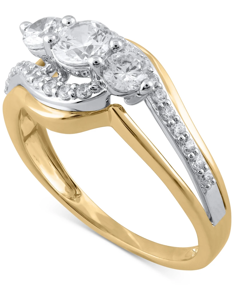 Diamond Three Stone Engagement Ring (7/8 ct. t.w.) in 14k Two-Tone Gold