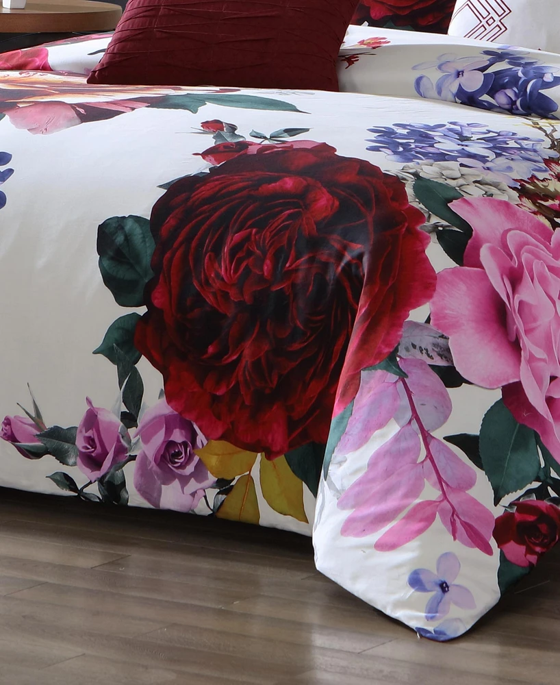 Bebejan Scarlet Bedding 100% Cotton Sateen 5 Piece King Size Reversible Comforter Set
