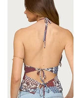 Edikted Women's Mixed Patchwork Backless Halter Top