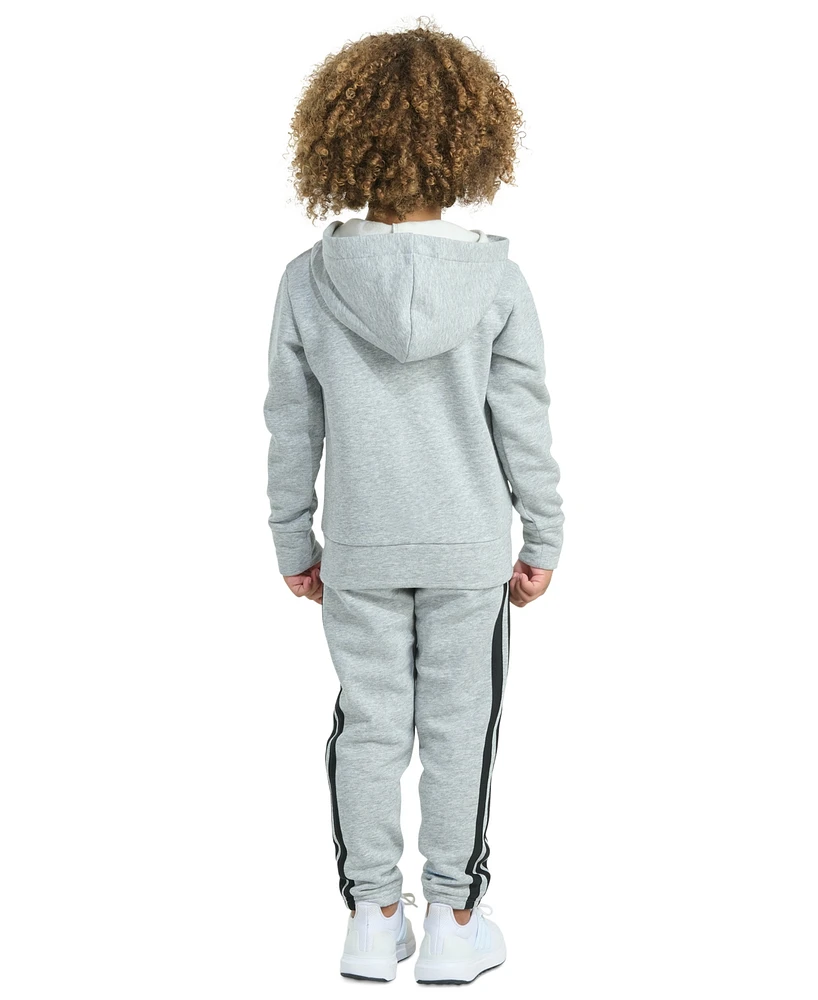 adidas Toddler & Little Boys Long-Sleeve Essential Big Logo Fleece Jacket Jogger Pants, 2 Piece Set
